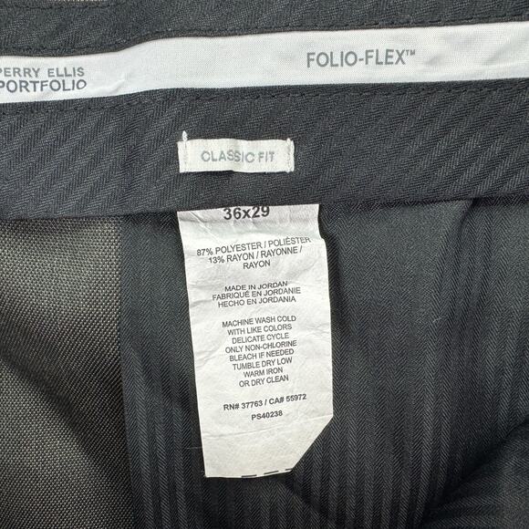 Perry Ellis Mens Classic Fit Flat Front Sharkskin Dress Pants Rock Taupe 36x29 - Picture 4 of 4